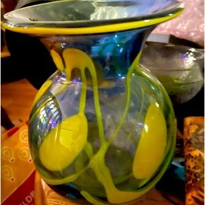Coloured glass very heavy vase . Pretty 4 sure